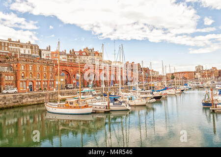 Yachten im Hafen von Ramsgate, Kent, England Stockfoto