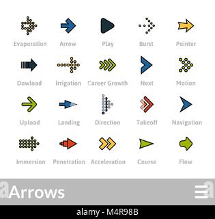 Gliederung Symbole dünne flache Bauweise, moderne Linie Konturenstil Stock Vektor
