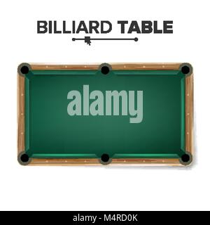 Leere Billardtisch Vektor. Grüne Spiel Snooker Tisch. Ansicht von oben. Auf weissem Hintergrund Abbildung isoliert Stock Vektor