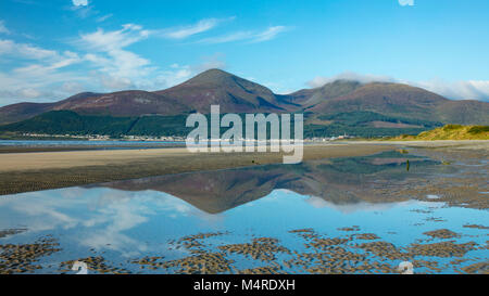 Mourne Mountains in Murlough Murlough Strand, Naturschutzgebiet, County Down, Nordirland wider. Stockfoto