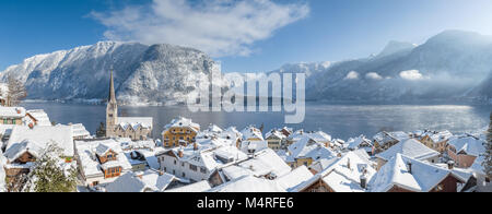 Hallstatt Dächer im Winter, Salzkammergut, Österreich Stockfoto