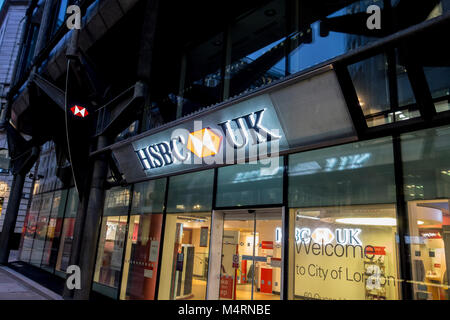 Britische Bank HSBC Branch, London, UK Stockfoto