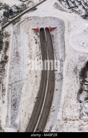 Luftaufnahme, 236 n Tunnel Eingang Phoenix See, einem ehemaligen Stahlwerk Dortmund Hörde, Dortmund, Ruhrgebiet, Nordrhein-Westfalen, Deutschland, Europa, Ruhrgebiet, Stockfoto