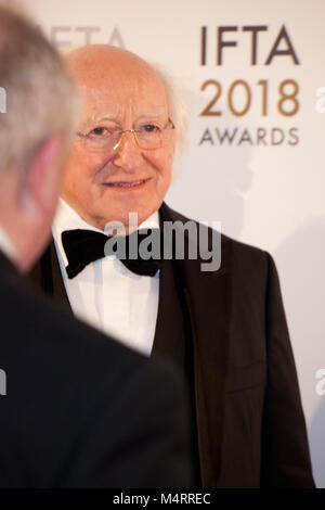 Der Präsident von Irland, Michael D. Higgins an der IFTA Film and Drama Awards (Die irische Hochschule für Film und Fernsehen) an das Mansion House in Dublin, Irland Stockfoto