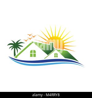 Küste Immobilien Symbol Logo Vector Graphic Design Stock Vektor