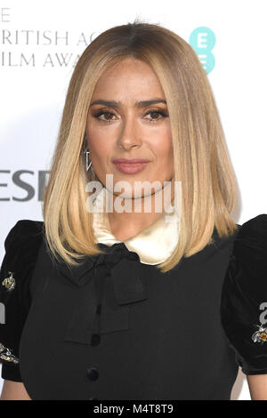 London, England. 17. Februar, 2018. Die mexikanische Schauspielerin Salma Hayek nimmt an den British Academy Film Awards Nominees Party im Kensington Palace in London, England. Credit: Paul Treadway/Alamy leben Nachrichten Stockfoto