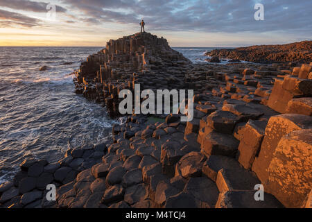 Abend an der Giant's Causeway, Land Antrim, Nordirland. Stockfoto