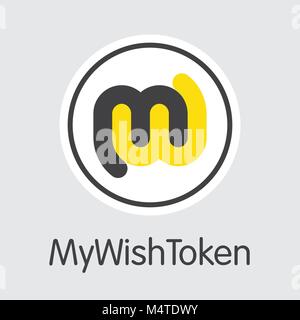 Mywishtoken Cryptocurrency. Vektor wünschen Piktogrammsymbols. Stock Vektor