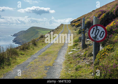 Schrullige Vorzeichen der Drehzahl, dursey Island, Beara Halbinsel, County Cork, Irland. Stockfoto