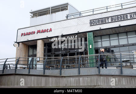 Brighton Marina de Februar 2018 - Franco Manca Sauerteig Pizza Restaurant Stockfoto