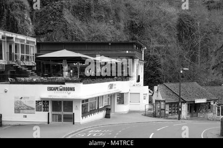 Februar 2018 - Costa Coffee Shop an der Höhlen in Cheddar Gorge, Somerset. Stockfoto