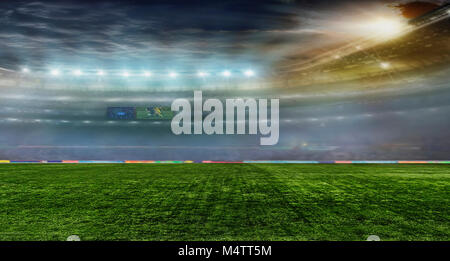 Soccer ball on the field of stadium with light Stockfoto