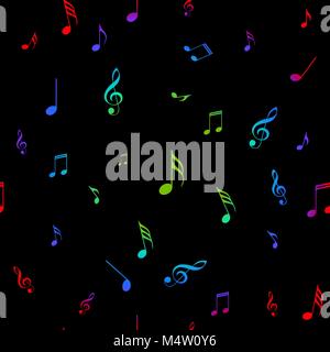 Bunte musikalische Note nahtlos. Nahtlose Muster mit Noten Vektor. Stock Vektor