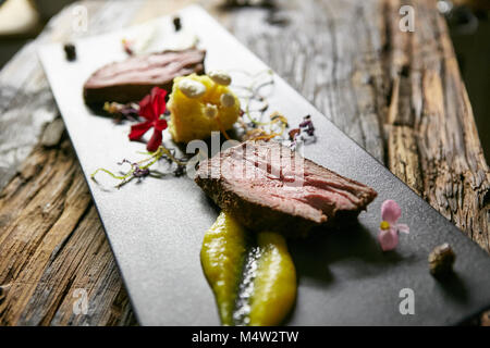 Roastbeef in Scheiben geschnitten. Stockfoto