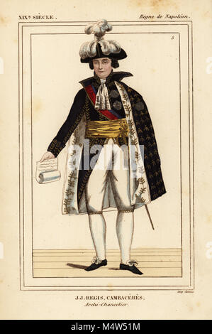 Jean-Jacques-Regis de Cambaceres, Herzog von Parma, duc de Parme, in der Uniform eines Bogens - Kanzler des Reiches, 1753-1824. Papierkörbe Lithographie von Leopold Massard von Le Bibliophile Jakob aka Paul Lacroix's Kostüme Historiques de la France (Historische Kostüme von Frankreich), Verwaltung de Librairie, Paris, 1852. Stockfoto