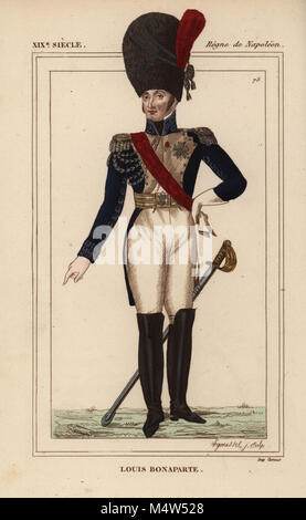 Louis Bonaparte, dem König von Holland, jüngerer Bruder von Napoleon, 1778-1846. In der Uniform eines Oberst der karabiniers. Papierkörbe Lithographie von Legenissel von Le Bibliophile Jakob aka Paul Lacroix's Kostüme Historiques de la France (Historische Kostüme von Frankreich), Verwaltung de Librairie, Paris, 1852. Stockfoto