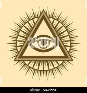 Alles sehende Auge Gottes (Das Auge der Vorsehung | Auge der Allwissenheit | leuchtende Delta | Oculus Dei). Mystische sakralen Symbol der Illuminaten und Freimaurer. Stock Vektor