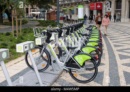 Fahrradverleih Fahrräder in Lissabon, Portugal Stockfoto