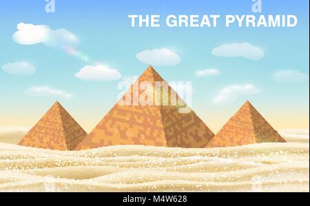 Die Große Pyramide von Gizeh in der Wüste Stock Vektor