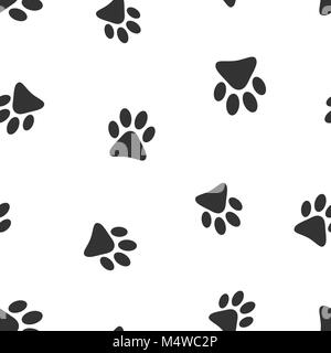 Pfotenabdruck icon nahtlose Muster Hintergrund. Business Flat Vector Illustration. Hund, Katze, Bear Paw symbol Muster. Stock Vektor