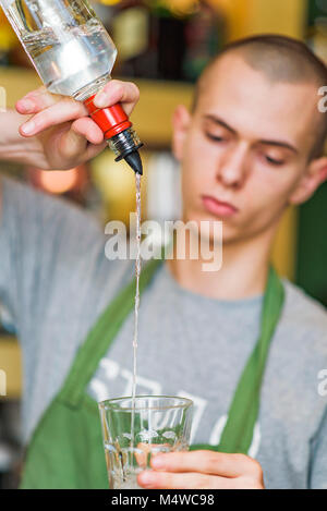 Barkeeper einen Cocktail mixen Stockfoto