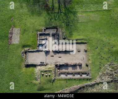 Eine Luftaufnahme der Bordesley Abbey Ruinen in Redditch, Worcestershire, Großbritannien. Stockfoto