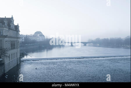 Panorama der Moldau in Prag, Tschechische Republik Stockfoto