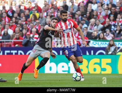 Atletico de Madrid Spieler Diego Costa während La Liga Match zwischen Atletico de Madrid und Athletic de Bilbao an der Wanda Metropolitano Stadion in Madrid, Sauday Feb 18 2018. Credit: CORDON Cordon Drücken Sie die Taste/Alamy leben Nachrichten Stockfoto