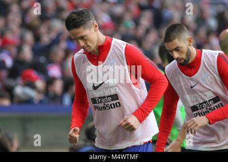 Atletico de Madrid Spieler Fernando Torres während La Liga Match zwischen Atletico de Madrid und Athletic de Bilbao an der Wanda Metropolitano Stadion in Madrid, Sauday Feb 18 2018. Credit: CORDON Cordon Drücken Sie die Taste/Alamy leben Nachrichten Stockfoto