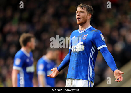 Norwich, UK. 18 Feb, 2018. Joe Garner von Ipswich Town - Norwich City v Ipswich Town, Sky Bet Meisterschaft, Carrow Road, Norwich - 18. Februar 2018. Credit: Richard Calver/Alamy leben Nachrichten Stockfoto