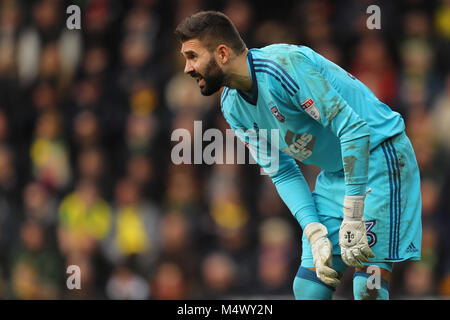 Norwich, UK. 18 Feb, 2018. Bartosz Bialkowski von Ipswich Town - Norwich City v Ipswich Town, Sky Bet Meisterschaft, Carrow Road, Norwich - 18. Februar 2018. Credit: Richard Calver/Alamy leben Nachrichten Stockfoto