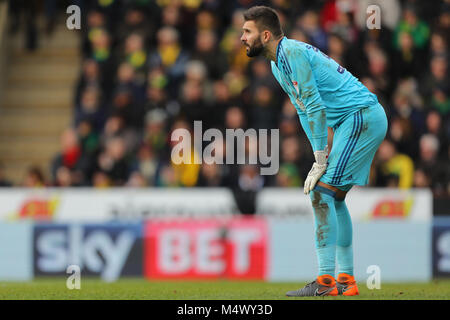 Norwich, UK. 18 Feb, 2018. Bartosz Bialkowski von Ipswich Town - Norwich City v Ipswich Town, Sky Bet Meisterschaft, Carrow Road, Norwich - 18. Februar 2018. Credit: Richard Calver/Alamy leben Nachrichten Stockfoto