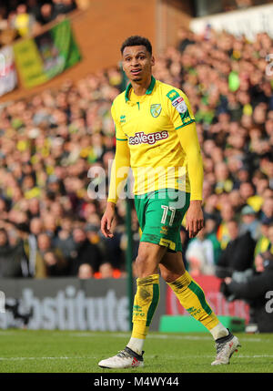 Norwich, UK. 18 Feb, 2018. Josh Murphy von Norwich City - Norwich City v Ipswich Town, Sky Bet Meisterschaft, Carrow Road, Norwich - 18. Februar 2018. Credit: Richard Calver/Alamy leben Nachrichten Stockfoto