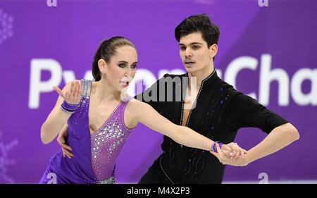 Pyeongcheng, Südkorea. 19 Feb, 2018. Adel Tankova und Ronald Zilberberg (ISR). Eis tanzen. Kurze Tanz. Eiskunstlauf. Gangneung Ice Arena. Gangneung. Pyeongchang 2018 Winter Olympics. Republik Korea. 18.02.2018. Credit: Sport in Bildern/Alamy leben Nachrichten Stockfoto