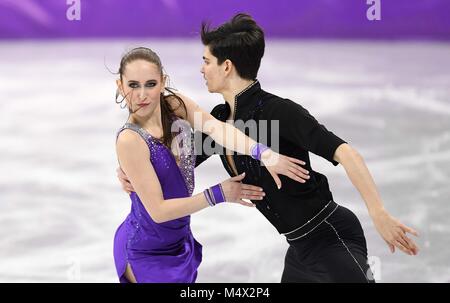 Pyeongcheng, Südkorea. 19 Feb, 2018. Adel Tankova und Ronald Zilberberg (ISR). Eis tanzen. Kurze Tanz. Eiskunstlauf. Gangneung Ice Arena. Gangneung. Pyeongchang 2018 Winter Olympics. Republik Korea. 18.02.2018. Credit: Sport in Bildern/Alamy leben Nachrichten Stockfoto