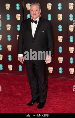 London, Großbritannien. 18 Feb, 2018. Der ehemalige US-Vizepräsident Al Gore besucht EE British Academy Film Awards 2018 in der Royal Albert Hall - BAFTA Awards 2018 - London, UK (18.02.2018) | Verwendung der weltweiten Kredit: dpa Picture alliance/Alamy leben Nachrichten Stockfoto