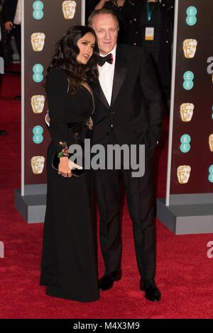 London, Großbritannien. 18 Feb, 2018. Almas Hayek Francois-Henri Pinault besuchen EE British Academy Film Awards 2018 in der Royal Albert Hall - BAFTA Awards 2018 - London, UK (18.02.2018) | Verwendung der weltweiten Kredit: dpa Picture alliance/Alamy leben Nachrichten Stockfoto