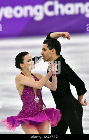 19. Februar 2018, Südkorea, Tainan: Olympics, Eiskunstlauf, Tanz kurze Tanz, Gangneung Ice Arena: Anna Cappellini und Luca Lanotte aus Italien in Aktion. Foto: Peter Kneffel/dpa/Alamy leben Nachrichten Stockfoto