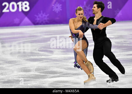 19. Februar 2018, Südkorea, Tainan: Olympics, Eiskunstlauf, Tanz kurze Tanz, Gangneung Ice Arena: Madison Hubbell und Zachary Donohue aus den USA in Aktion. Foto: Peter Kneffel/dpa/Alamy leben Nachrichten Stockfoto