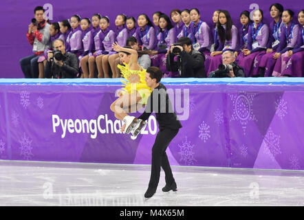 19. Februar 2018, Südkorea, Tainan: Olympics, Eiskunstlauf, Tanz kurze Tanz, Gangneung Ice Arena: cortney Mansour und Michal Ceska aus der Tschechischen Republik in Aktion. Foto: Peter Kneffel/dpa/Alamy leben Nachrichten Stockfoto