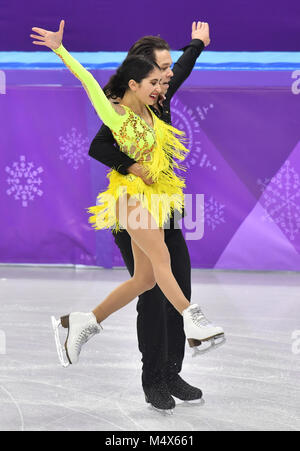 19. Februar 2018, Südkorea, Tainan: Olympics, Eiskunstlauf, Tanz kurze Tanz, Gangneung Ice Arena: cortney Mansour und Michal Ceska aus der Tschechischen Republik in Aktion. Foto: Peter Kneffel/dpa/Alamy leben Nachrichten Stockfoto