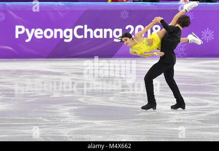 19. Februar 2018, Südkorea, Tainan: Olympics, Eiskunstlauf, Tanz kurze Tanz, Gangneung Ice Arena: cortney Mansour und Michal Ceska aus der Tschechischen Republik in Aktion. Foto: Peter Kneffel/dpa/Alamy leben Nachrichten Stockfoto