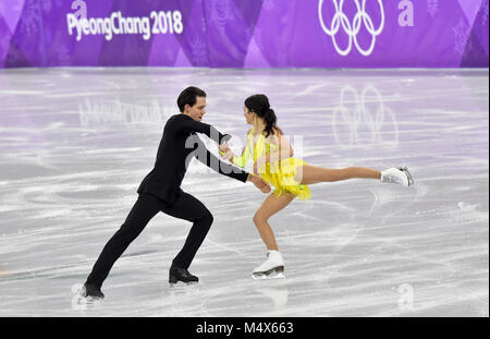 19. Februar 2018, Südkorea, Tainan: Olympics, Eiskunstlauf, Tanz kurze Tanz, Gangneung Ice Arena: cortney Mansour und Michal Ceska aus der Tschechischen Republik in Aktion. Foto: Peter Kneffel/dpa/Alamy leben Nachrichten Stockfoto