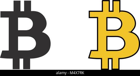 Zwei Buchstaben Symbole der bitcoin cryptocurrency, eine Münze in Schwarz und die andere in Gelb. Digitale oder virtuelle Währungen, revolutionäre neue elektronische m Stock Vektor