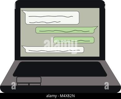 Laptop Symbol mit einem Chat auf dem Bildschirm angezeigt. Vektor- oder Abbildung auf weißem Hintergrund. Stock Vektor