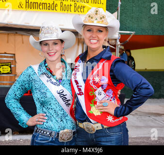 Close up Portrait von Miss Miss Rodeo Rodeo Idaho und Wyoming im Cheyenne Rodeo am Juli 23, 2012 in Cheyenne, WY. Stockfoto