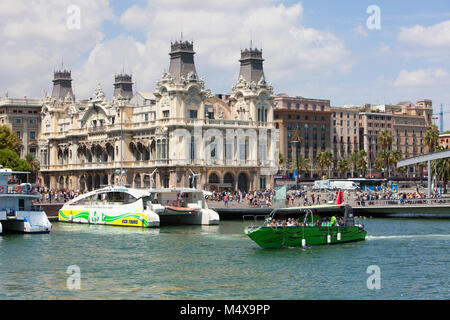 Hotel Duquesa de Cardona und das Einkaufszentrum Maremagnum und Barcelona Alten Hafen Port Vell Stockfoto