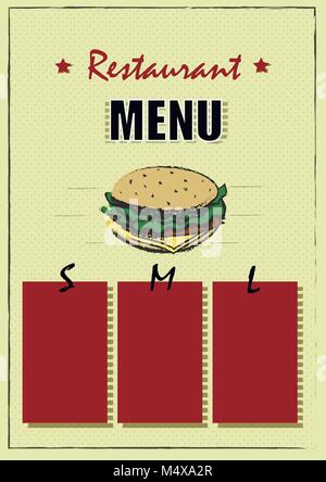 Restaurant Broschüre Vektor, Menü Design. Vektor cafe Vorlage mit hand-Grafik gezeichnet. Essen Flyer. Stock Vektor