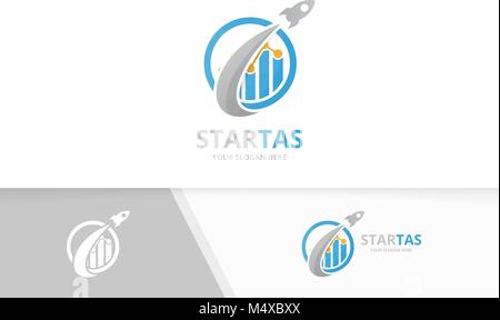 Vektor Grafik und Rakete logo Kombination. Diagramm und Flugzeug Symbol oder Icon. Einzigartige Grafik und Flug Logo Design Template. Stock Vektor