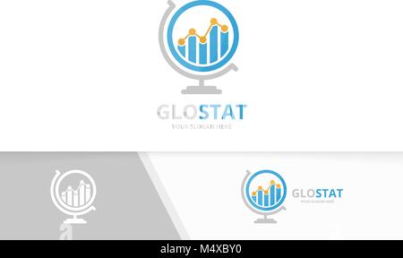 Vektor Grafik und Globe logo Kombination. Diagramm planet Symbol oder Icon. Einzigartige Grafik logo Design Template. Stock Vektor